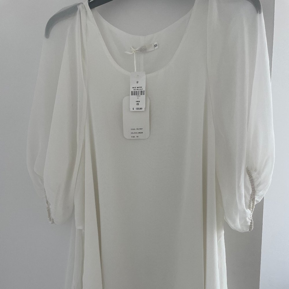 Millau White Short Sleeve Mini Dress  - Cream, XS